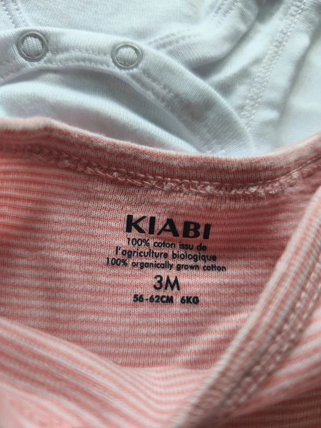 Lot of 6 Kiabi 3-month short-sleeved bodysuits white and pink – photo 2